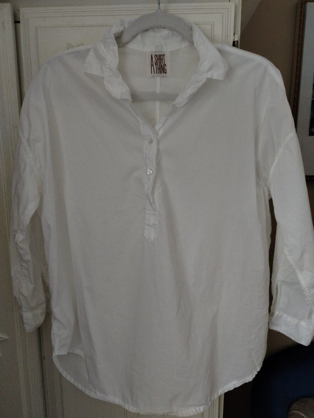 A Shirt Thing Women's White Button-Front Tunic Shirt